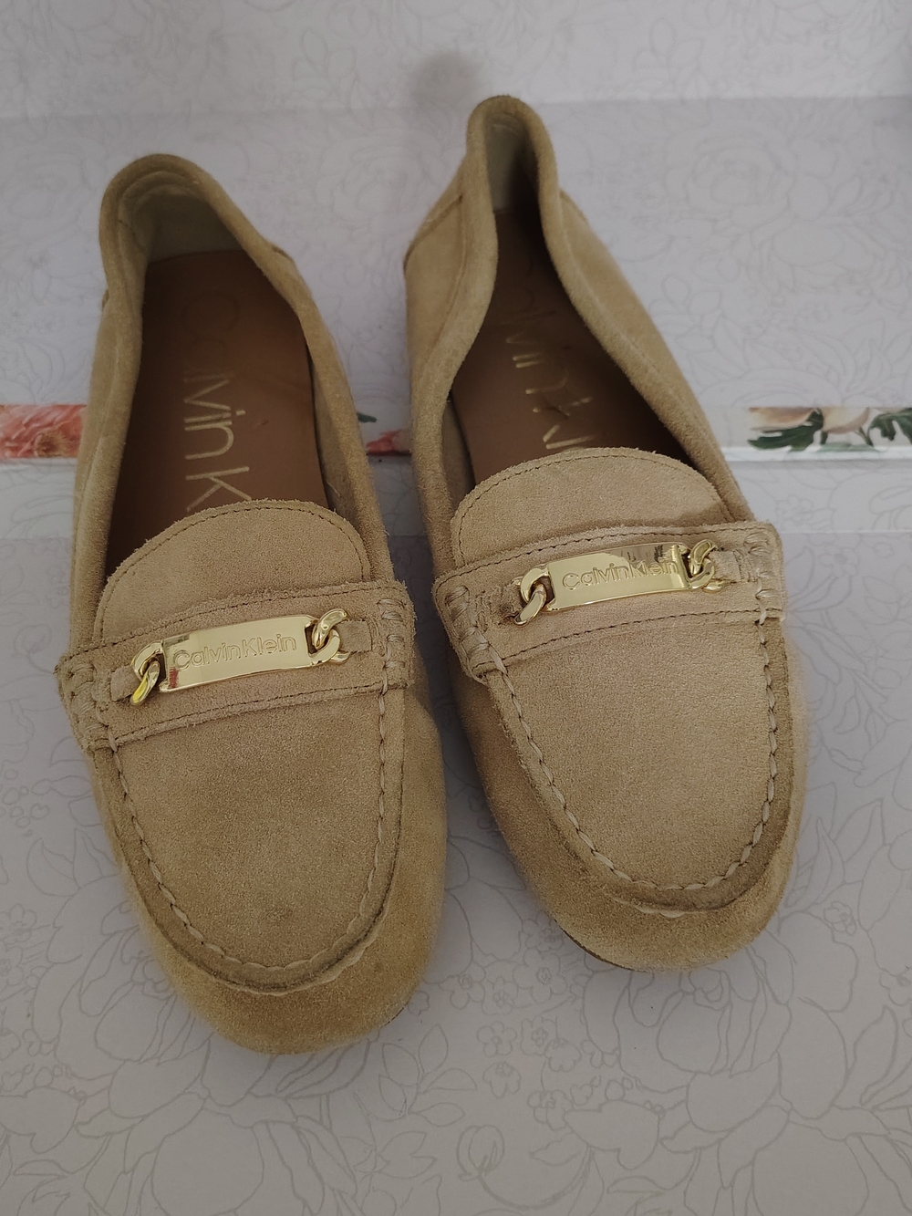 Calvin Klein Women’s Beige Suede Loafers